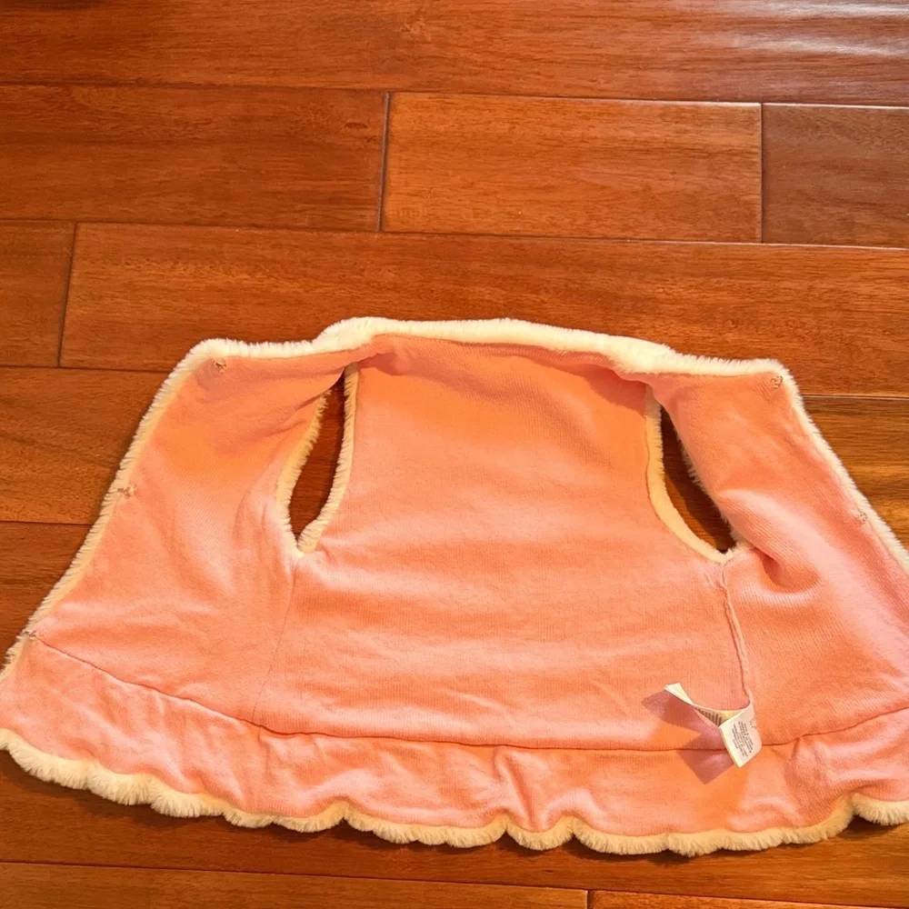 Fluffy White and Pink Vest Girls Size 7/8 Faux Fur